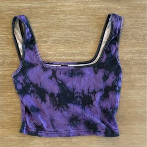 SHEIN Qutie Rib-Knit Tie Dye Crop Tank Top
